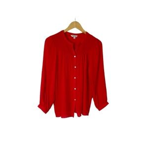 Nanette Lepore Button Down Long Sleeve Blouse Size 8 Red